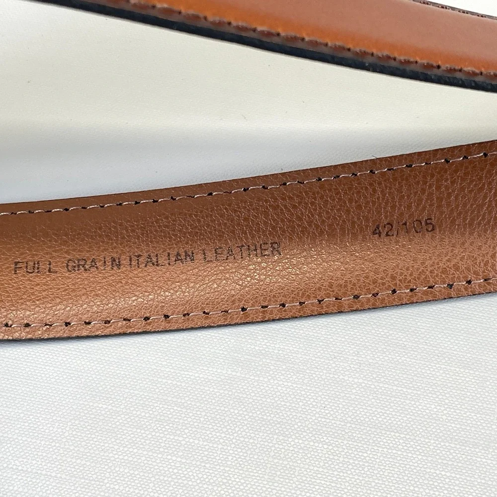 Joseph Abboud Brown Leather Dress Belt Men's Size 42 Handcrafted - Made in Italy